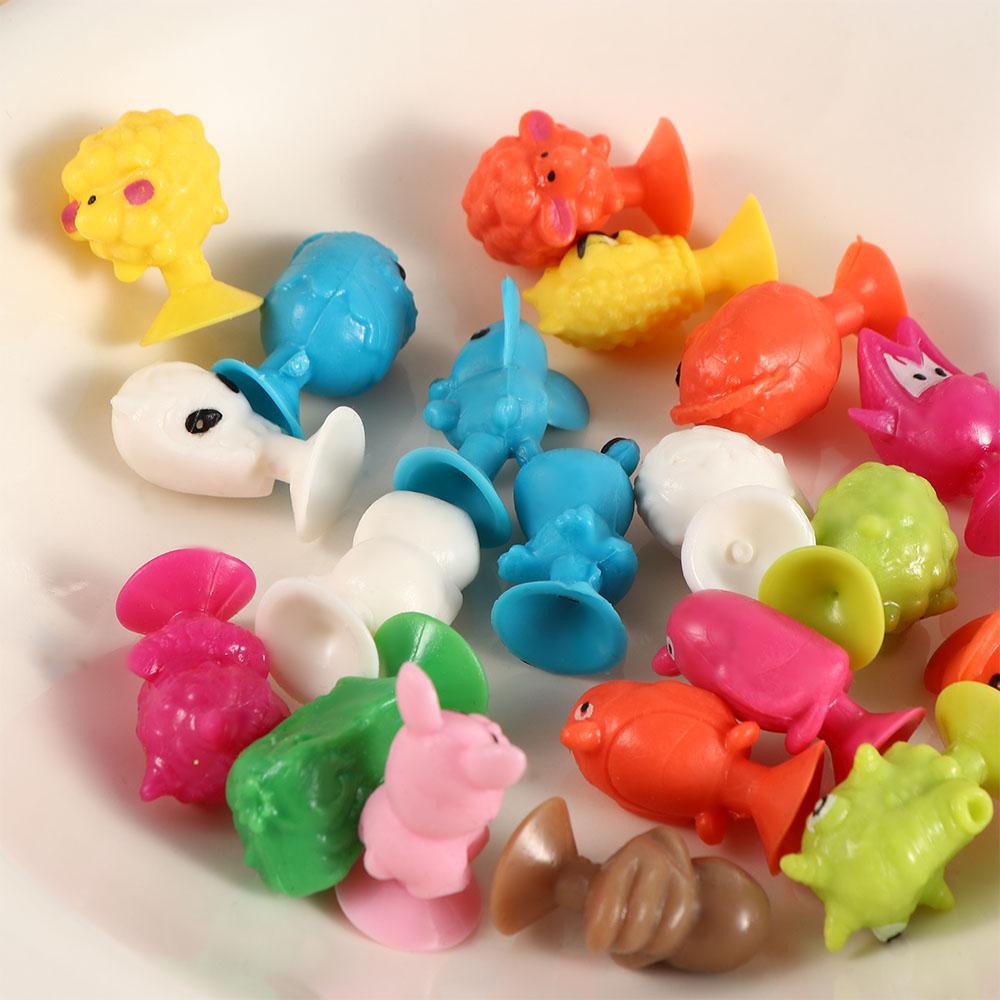 Gifts Silicone Mini  Cartoon Animal Action Figures Sucker  Capsule Model Suction Cup Puppets Suction Cup