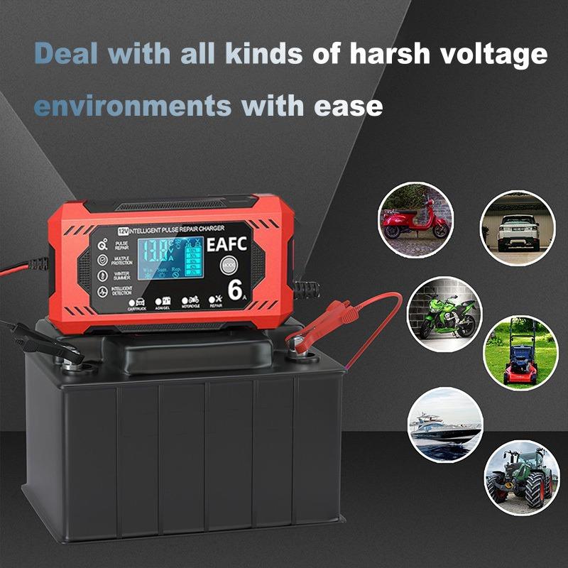 12V 6A Car Battery Charger Smart Battery Trickle Charger 12V Battery Maintainer for Car, Truck Motorcycle Lawn Mower Marine Lead Acid Charger