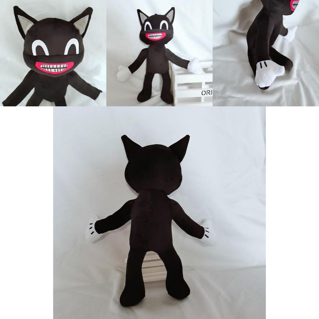 Adorable Black Cartoon Cat Plush Toy Stuffed Doll Perfect For Halloween Decorations