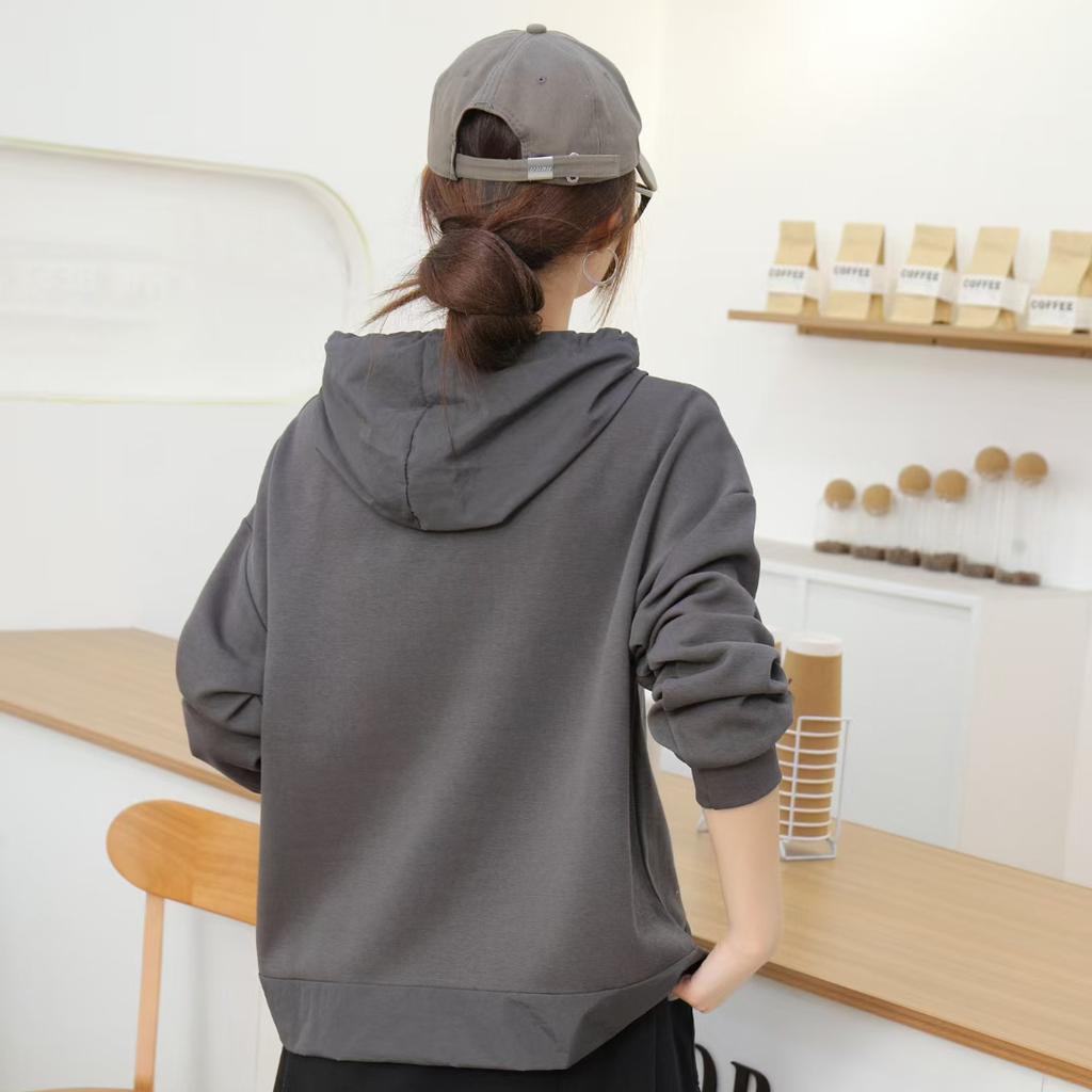 DIMANAF 2025 Plus Size Pullover Autumn Hoodie T-shirt Women Asymmetrical Solid Short Sleeve Loose Tees