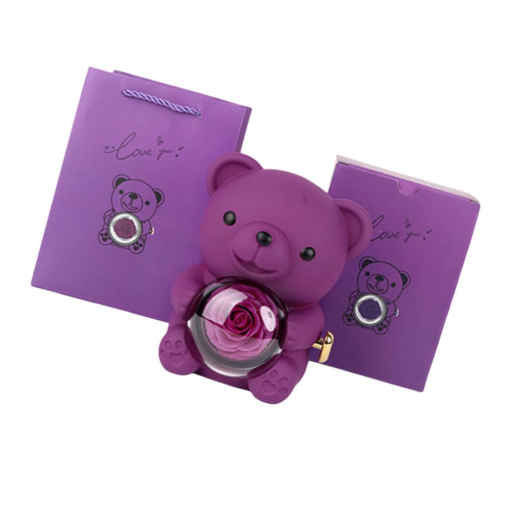 Romance Bär Geschenkbox mit konservierter Rose Elegant für Valentinstag Muttertag Hochzeiten Jubiläen Verschiedene Farben