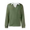 Men's Casual Color-Block Collared Long-Sleeve Knit Base Layer Top