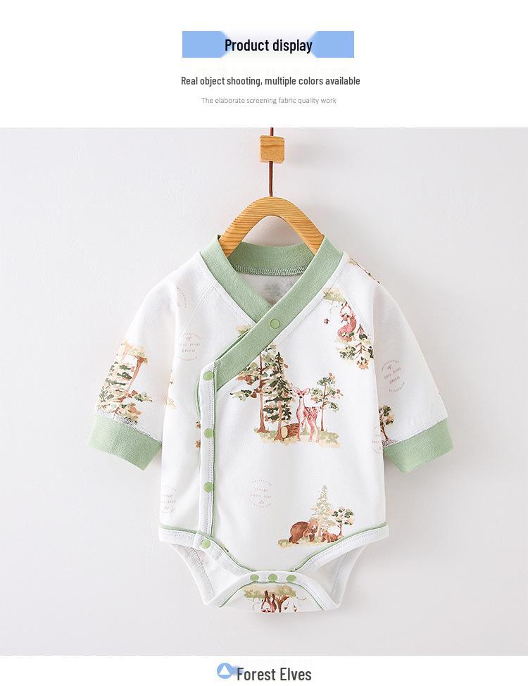 Unisex Cotton Long-Sleeve Snap-Up Bodysuit for Babies - All-Season Newborn Romper