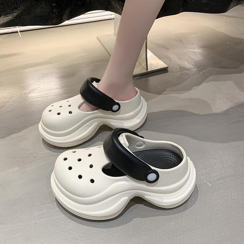 Fashion Women Platform Sandals DIY Laceup Fashion Clogs Thick Sole Summer Garden Shoes Ladies Home Street Slippers Beach Wedges Slides