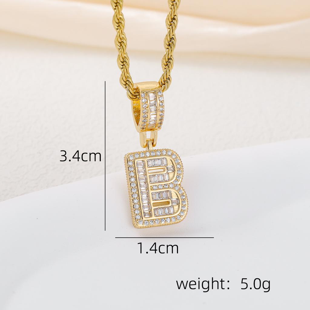 2025 New Initial Letter Necklace Women Men Cubic Zirconia Initial Pendant Necklace Rope Chain English A-Z Letter  Gift