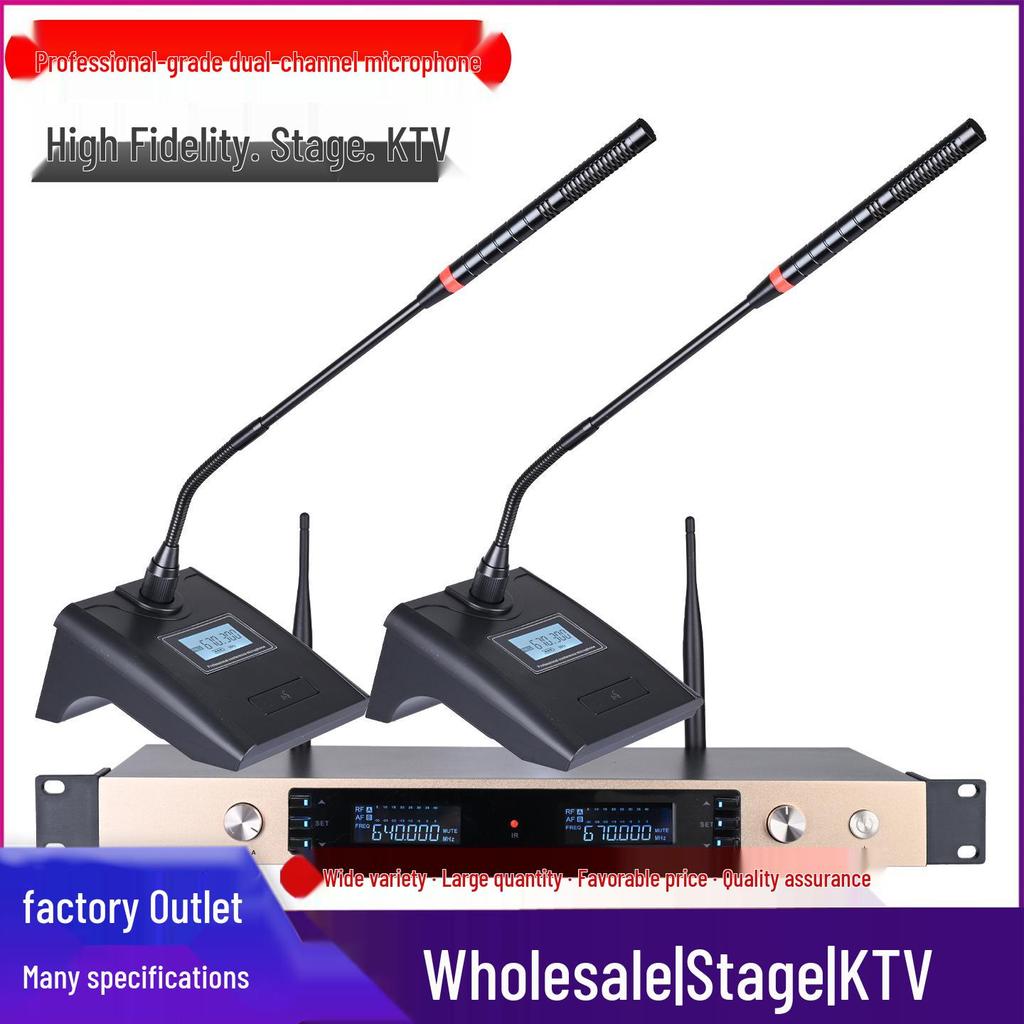 Wireless Dual Microphone Kit: KTV Singing, U Band Receiver, Infrared Frequency, Karaoke Home, Headset & Lavalier.