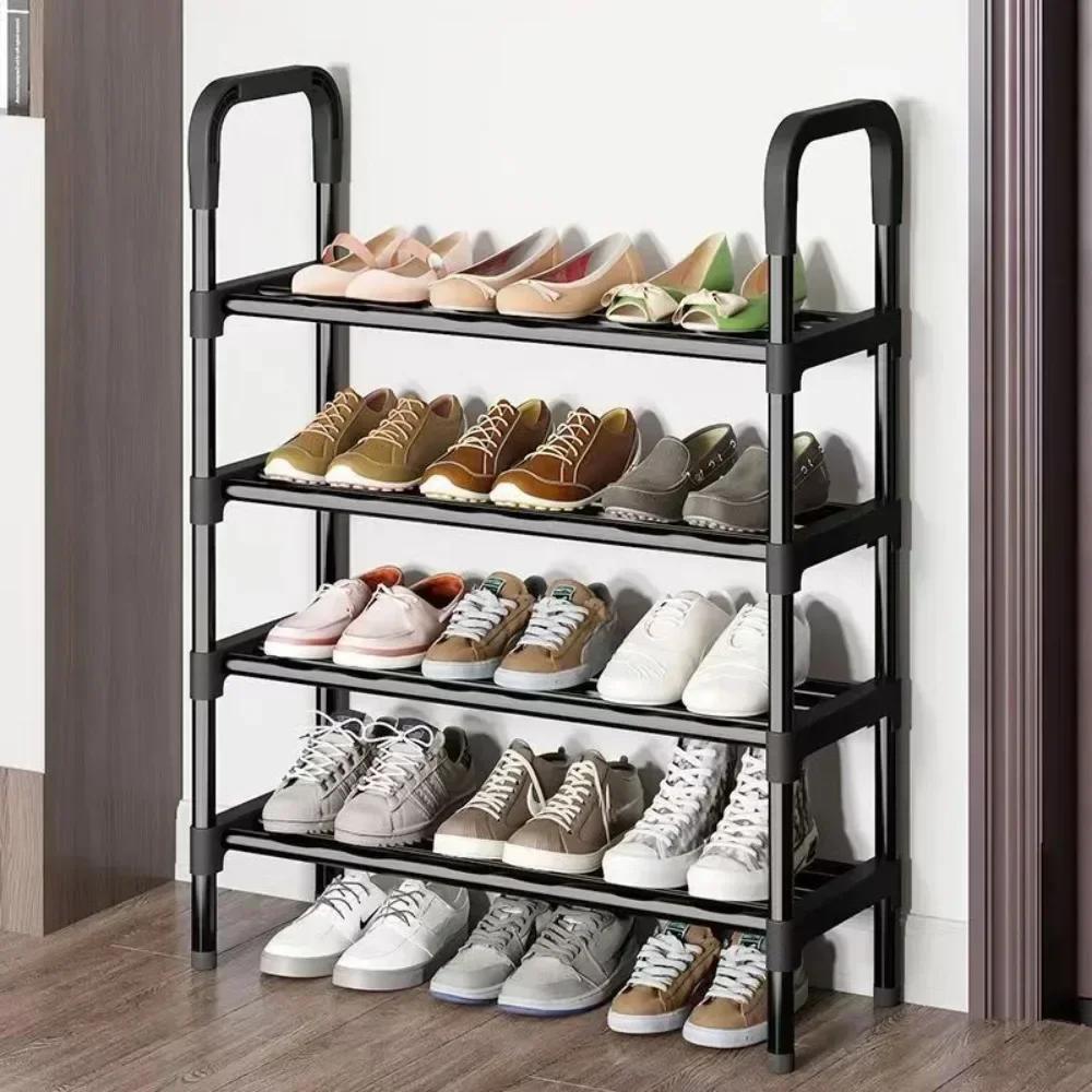 Simple Multiple LayersShoe Rack Multi-purpose Storage Cabinet Black Shoe Rack Shelf Save Space Living Room Shoe Storage Rack
