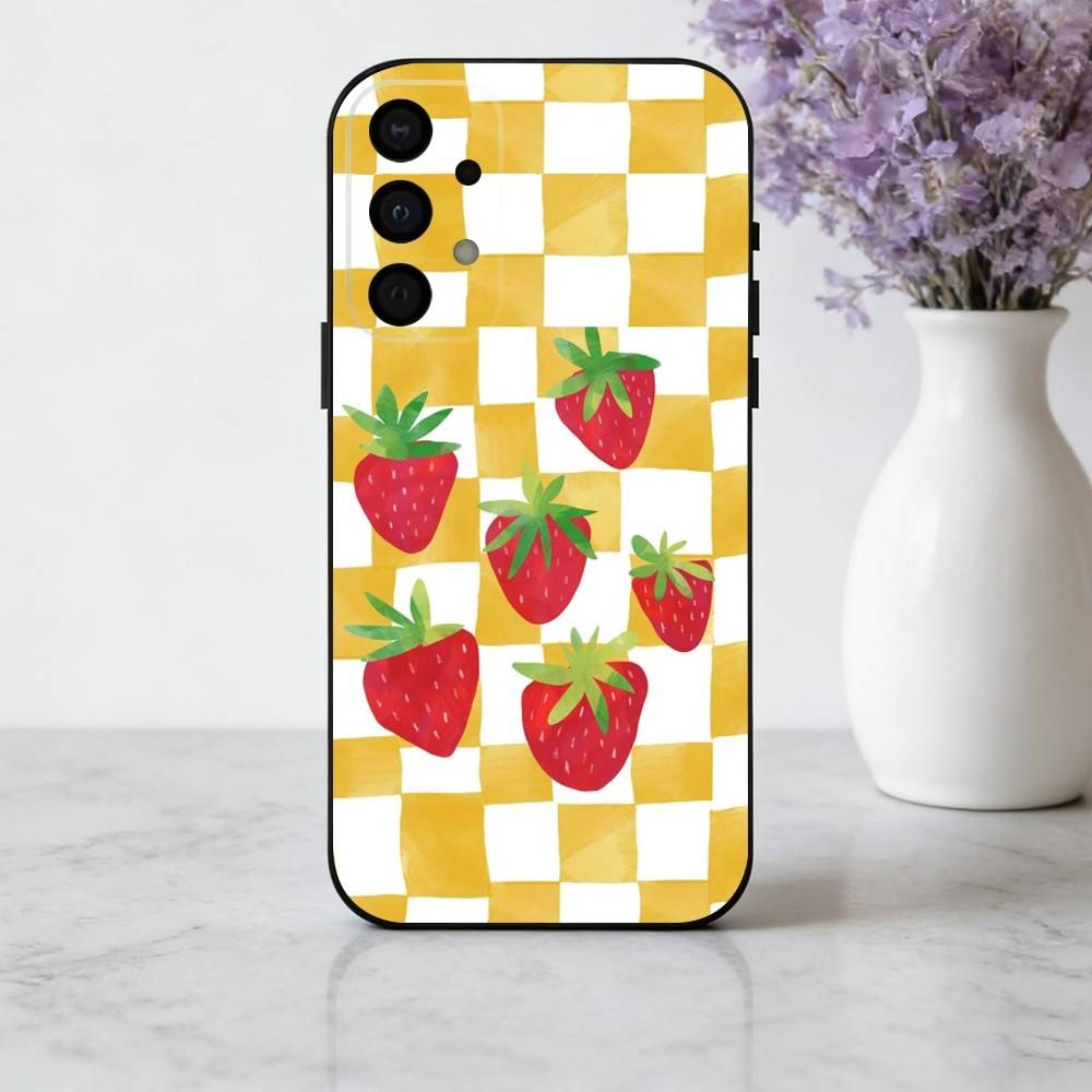 ins cute colorful F-Fruit Phone Case For Samsung Galaxy A73,A72,A71,A70,A53,A52,A51,Soft Silicone Black Cover