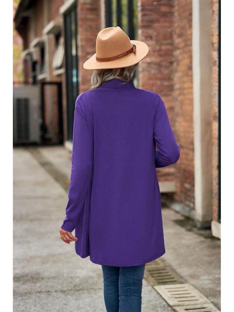 2025 European & American Autumn/Winter Women's Long-Sleeve Solid Color Loose Cardigan