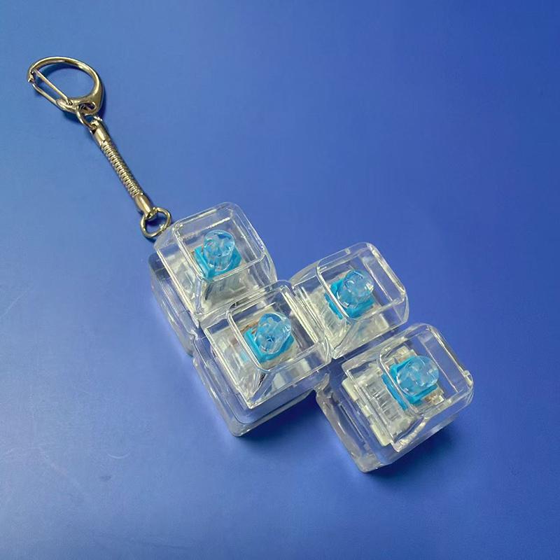 4 Keys Inger Keyboard Keycap Illuminated Mechanical Keyboard Keychain Finger Button Keychain Anti Stress Keycap Office Accessory