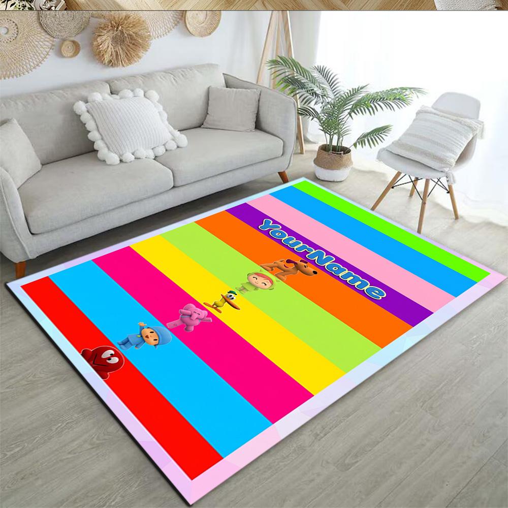 Pocoyo Customized Name Floor Rug Office Rug Perfect for Dining Room Study Room Living Rooms Bedrooms Antislip Carpet Anime Office Decor