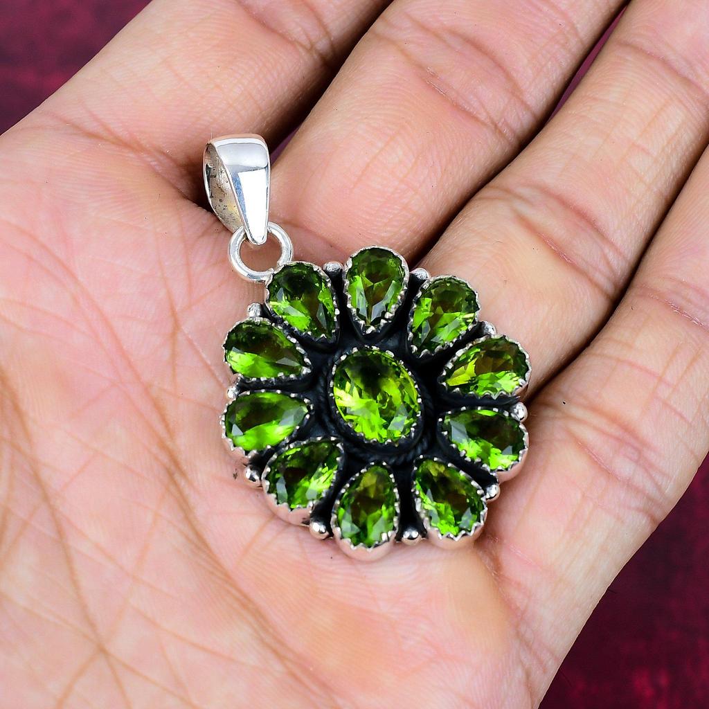 Peridot Pendant Gemstone Jewelry, 925 Solid Sterling Silver Pendant, Handmade Jewelry Birthstone Pendant, Gift For Him