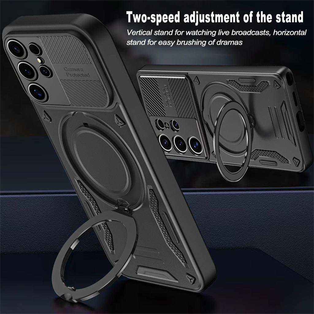 Capa Protetora de Câmera com Suporte para Samsung Galaxy S25 S24 S23 S22 S21 S20 Ultra FE Plus Para Magsafe Capa Fosca à Prova de Choque