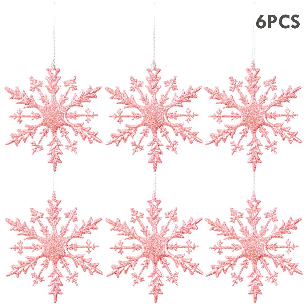 6Pieces Blue Snowflakes With Bright Powde Snowflakes For Christmas Tree Decoration Winter New Year Hanging Decoration