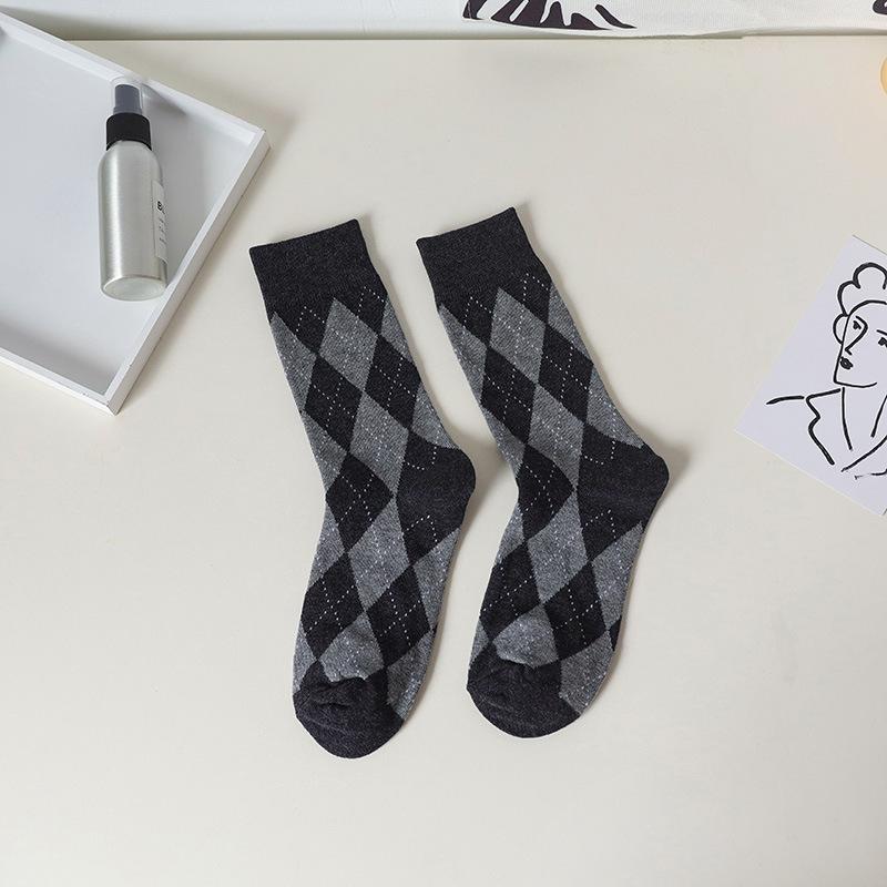 Dámské jarní a letní čistě bavlněné retro kosočtvercové podkolenky pro studentky