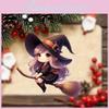 Acrylic Car Halloween Decoration Pendant Cartoon Witch Broom Supplies Interior