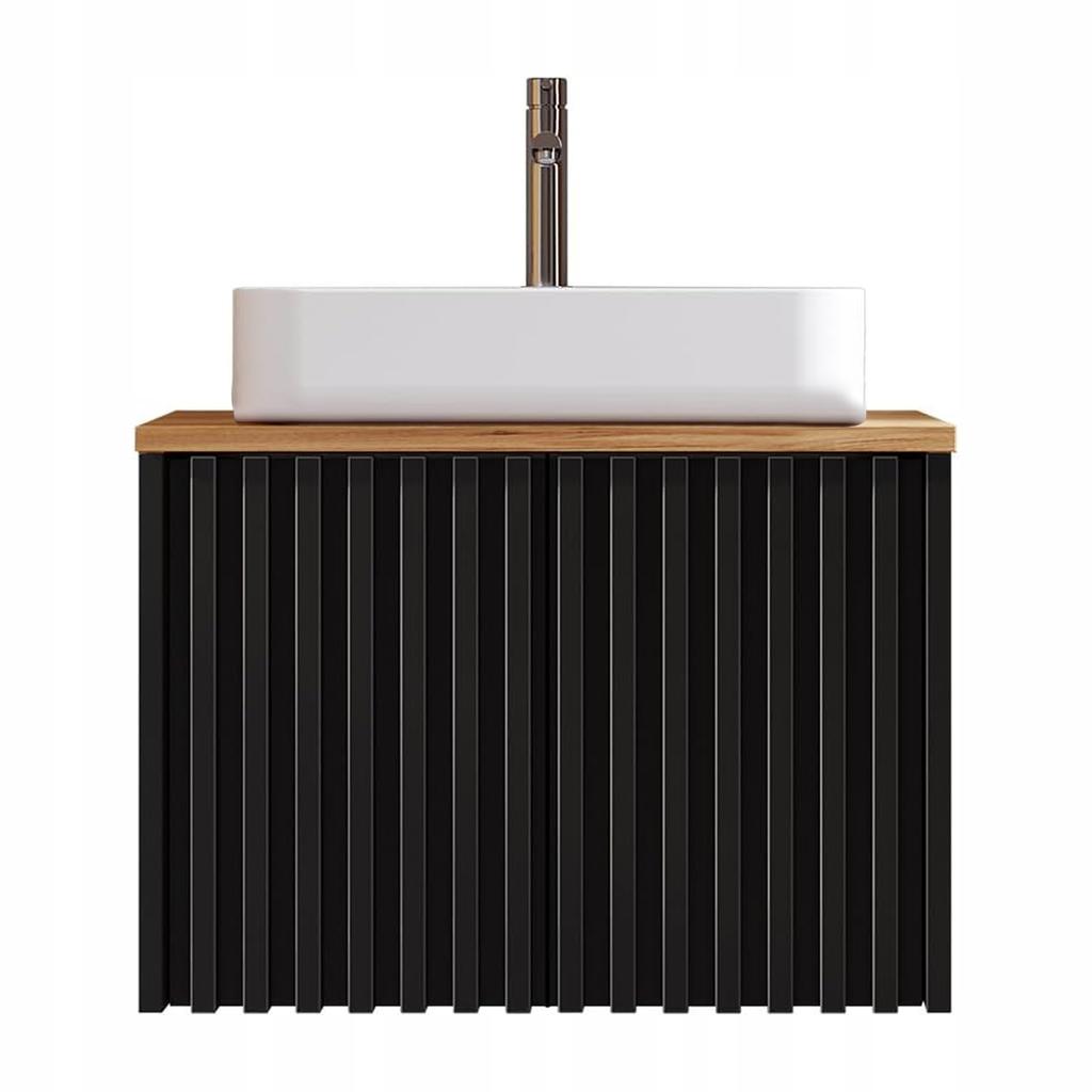Wall-Mounted Bathroom Cabinet with Sink, Faucet and Lamella Countertop Negri