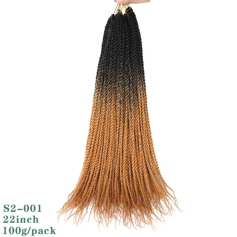 Colorful Dyed Two-strand Braid African Braid Hair Dirty Braid Wig High Temperature Wire Twist Braid Senegalese Twist (as the picture,Standard)