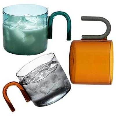 Elegant Single Layer Coffee Cup Decorative Transparent Drinkware with Handle High Borosilicate Glass Glassware