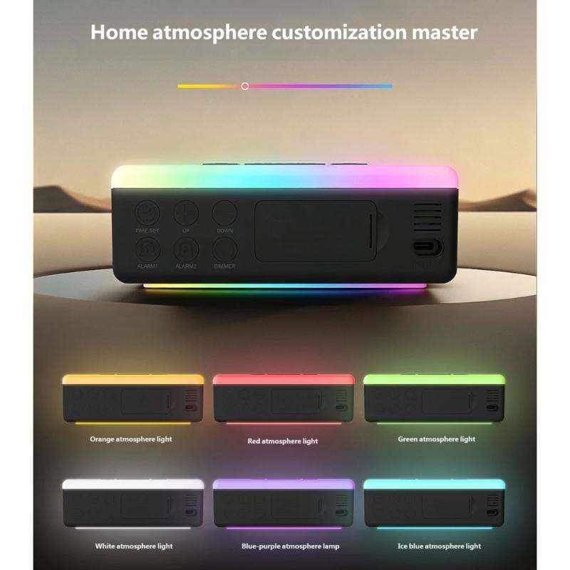 Bedside Digital Alarm Clock with Large LED Screen, Ambients Light and Brightness Adjustment Tabletop Clock for Nightstand