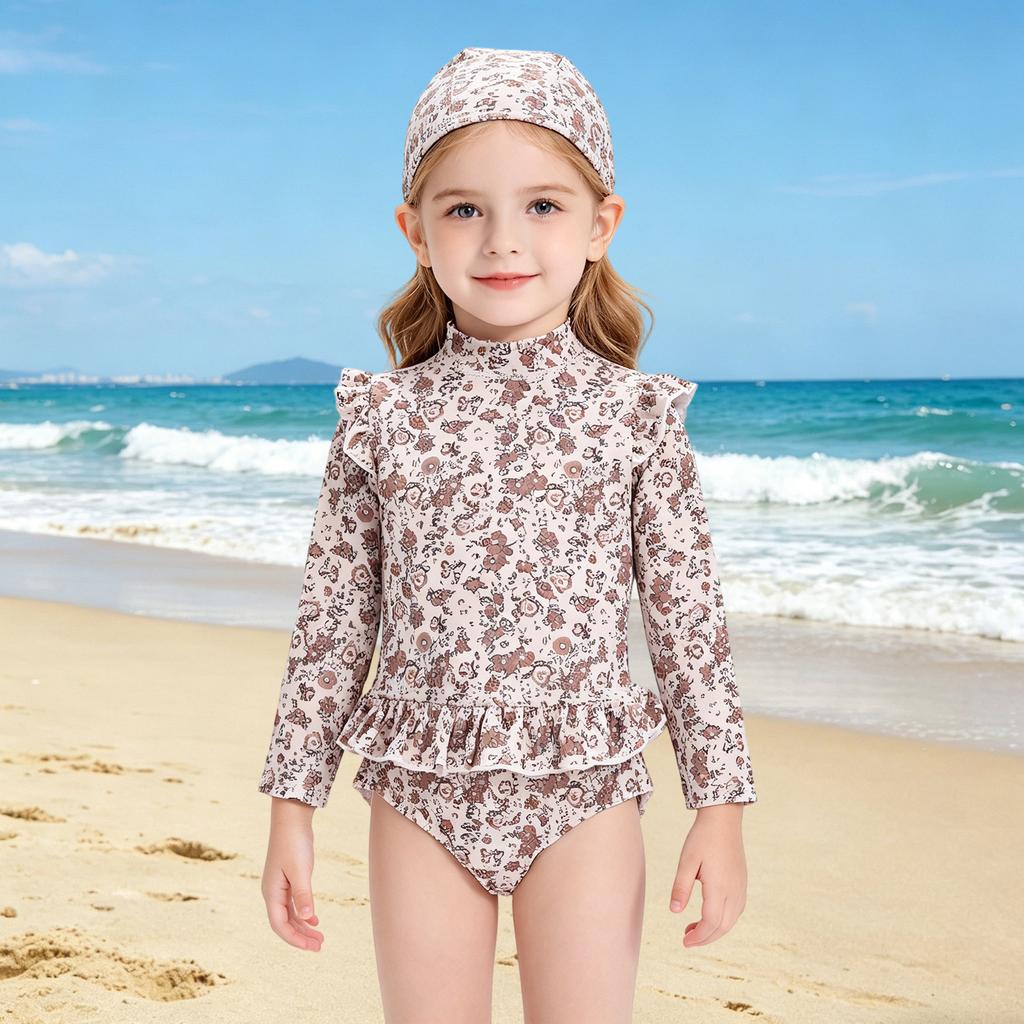 Costume da bagno a maniche lunghe per bambina - Carino costume intero ad asciugatura rapida