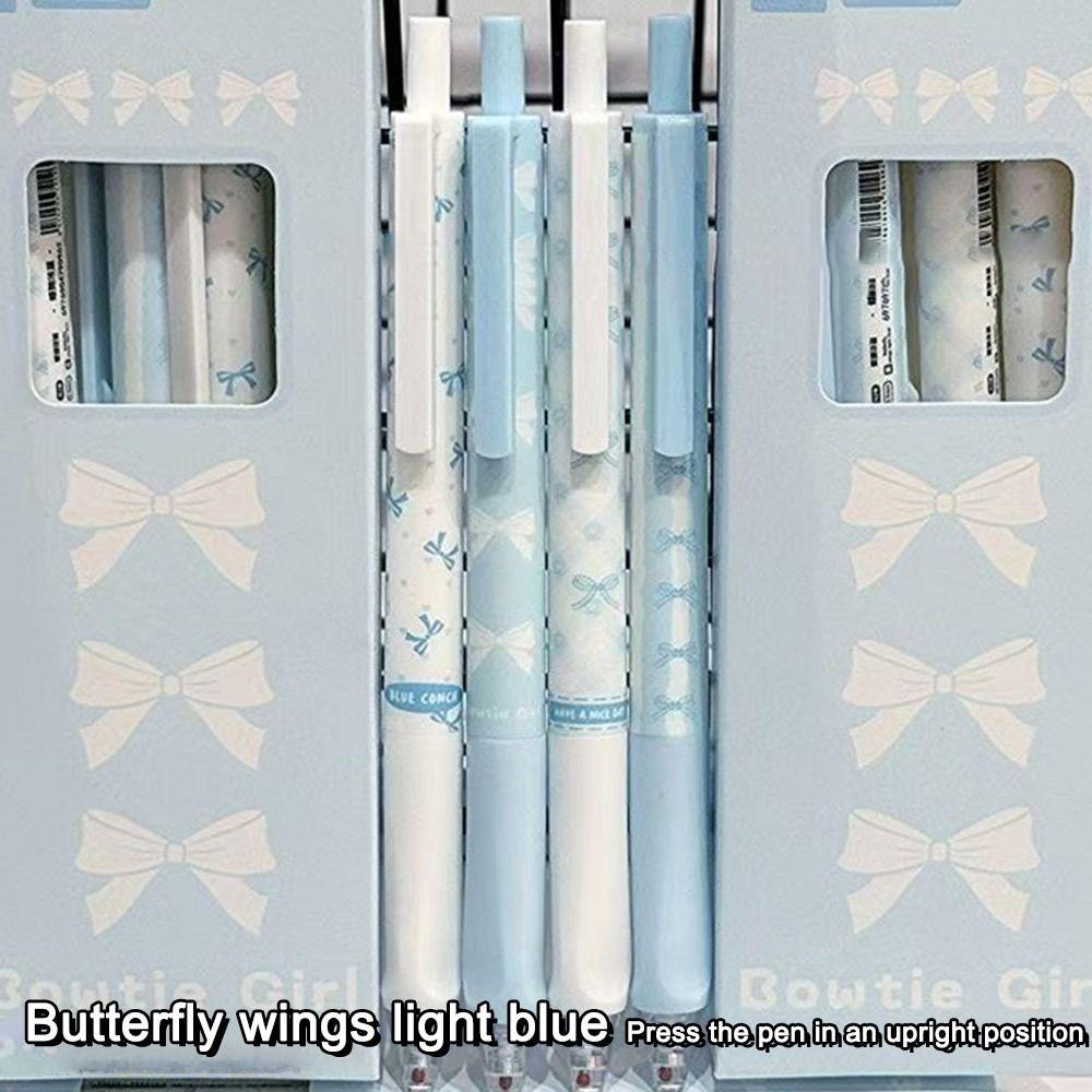 4PCS/Set Cute Bow Gel Pen Soft Grip Ballpoint Pen New Black Pen  Writing Tool
