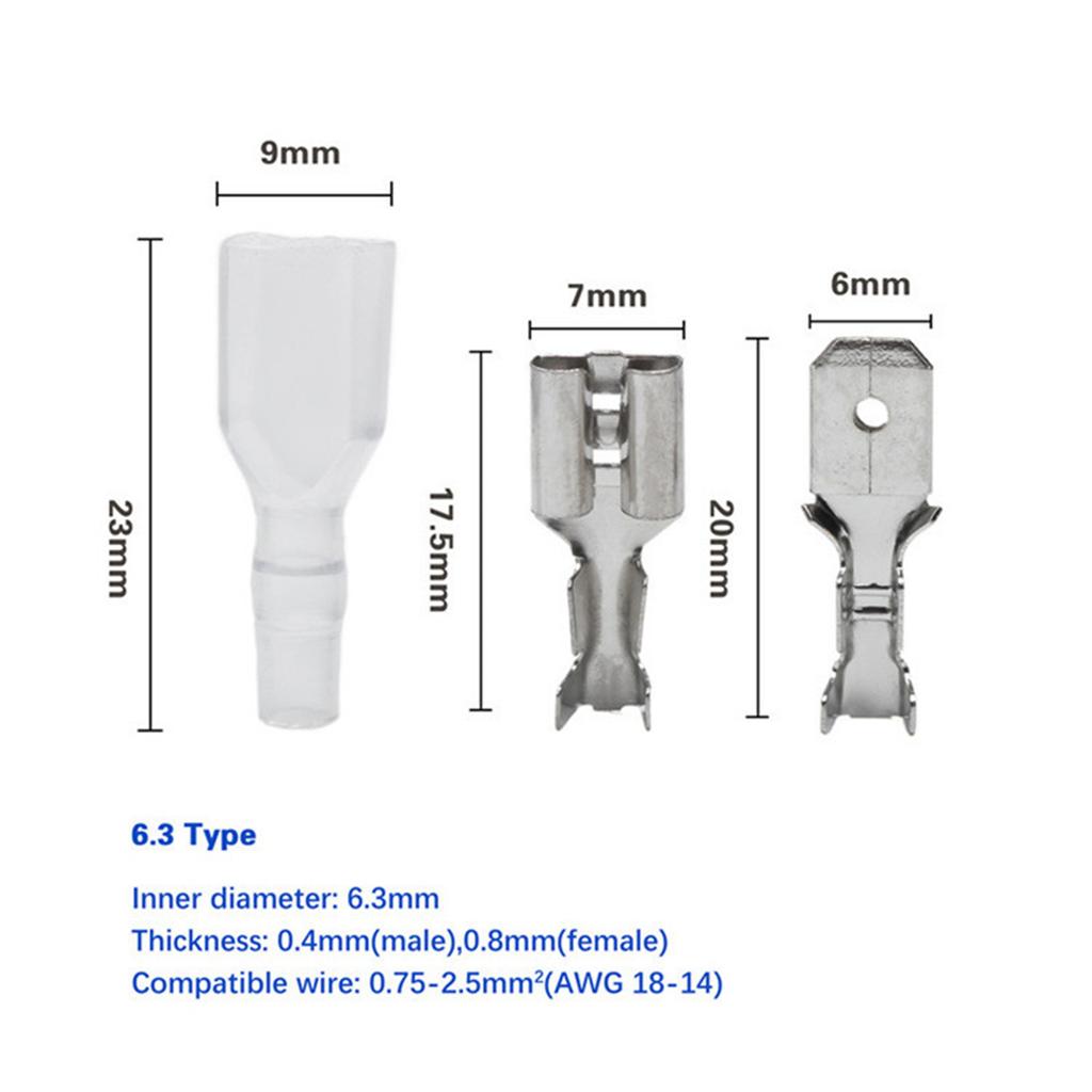 360pcs Cable Lugs Set Receptacles Set Flat Connector Male & Female Cable Connector with Insulating Sleeve Electrical