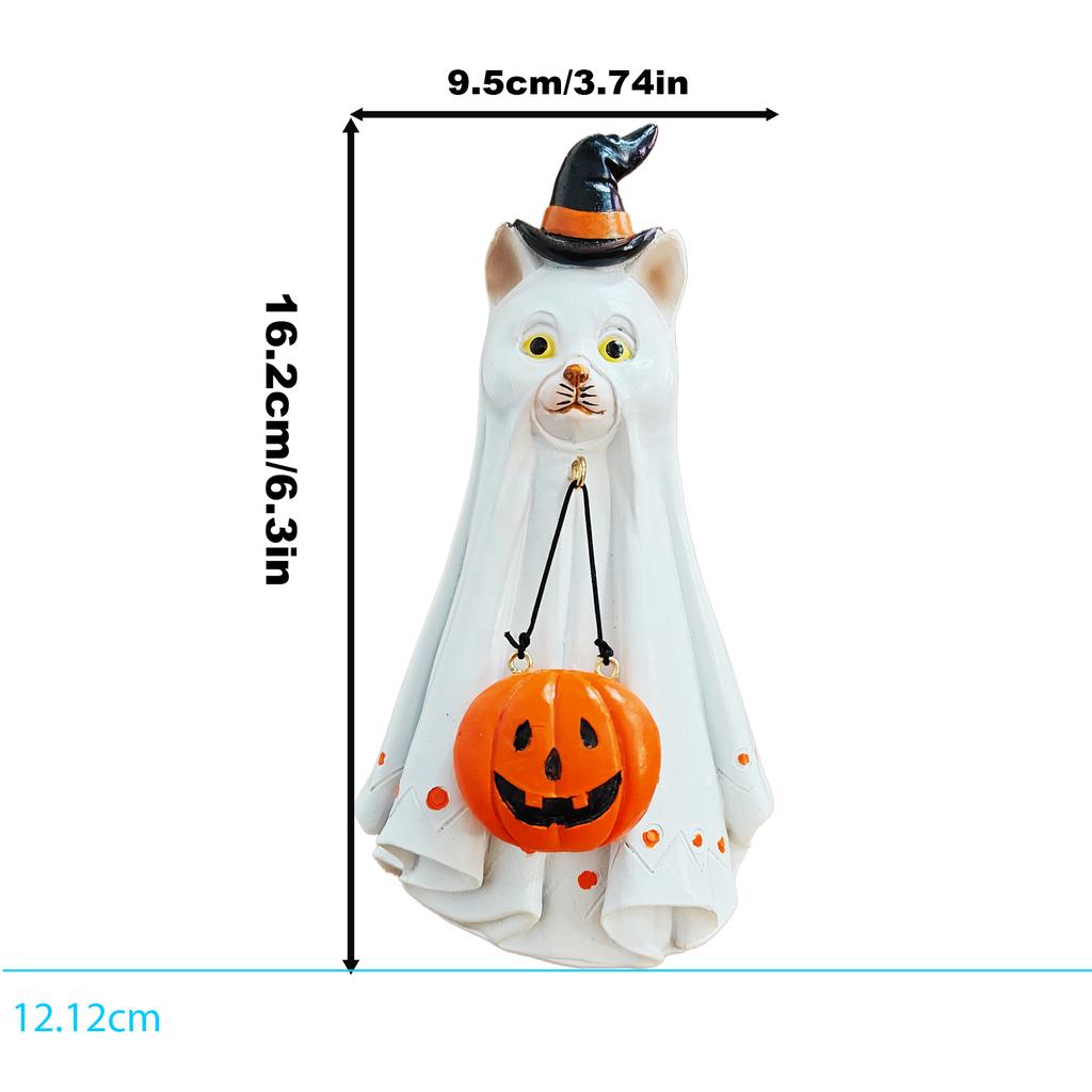 Creative Cute Ghost Statue Puppy Kitten Duck Calf Resin Figurines Halloween Decoration Hanging Ornaments Home Party Decor Crafts