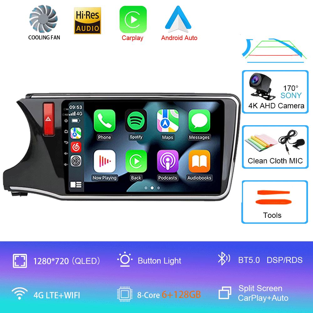For Honda City Grace 2014 - 2017 Android 14 Car Radio Multimedia Player Unit RHD Head Navigation GPS 4G Wifi BT DSP QLED Screen