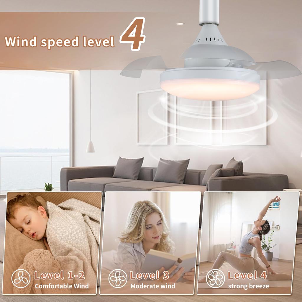 Modern LED Multifunctional Ceiling Light 40cm Remote Control Silent Invisible Fan Blade Living Room Office Study