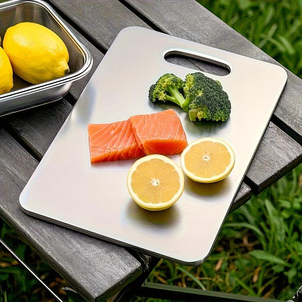 3-teiliges Premium Schneidebrett-Set aus Edelstahl - Doppelseitig, beidseitig verwendbar für Gemüse/Fleisch, langlebig, lebensmittelecht mit einfachem Griff