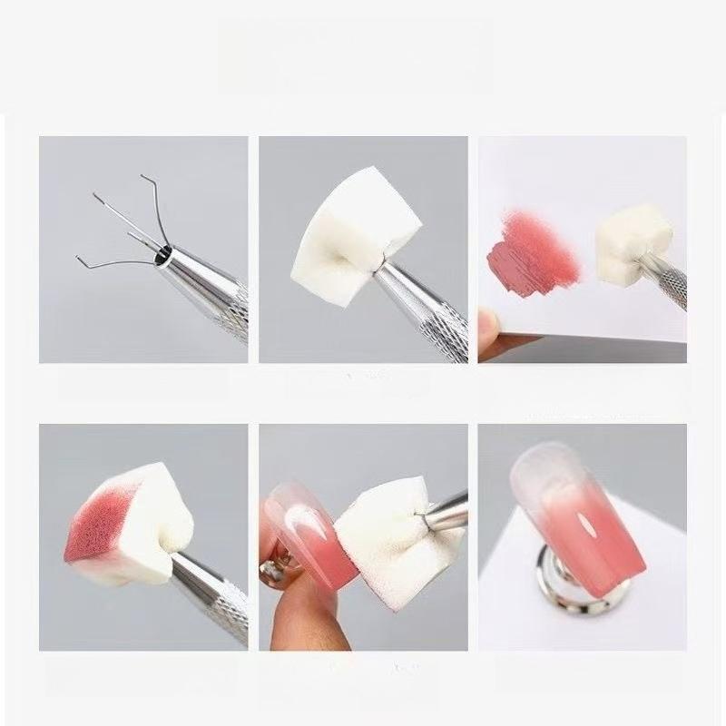 1 Stück Nail Art Farbiger Rauch Schwamm Tofu Quadrat Verblenden Rouge Nagel Weiß 100 Stück Kratzstift Aufbewahrungsbox Set