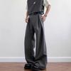 Summer Thin Pleated Straight Trousers Men's Casual Trendy Brand Loose and Versatile Design Sense Retro Drape Suit Pants