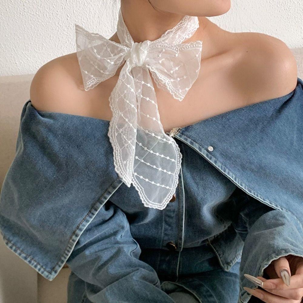 Soft Wrap Lace Hair Band Pastoral Style Ribbon Hair Strap Vintage Bow Headband  Photograh
