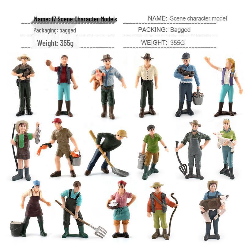 

Трансграничные детские фигурки сцены фермы: Игрушки Модели Фермера и Работницы