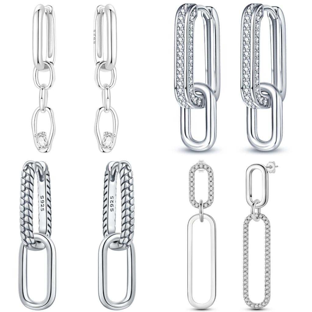 PANPOKI 925 Sterling Silver Detachable Chain Earrings Jewelry Hoop Earrings Women Jewelry Party Trendy Festival Gifts