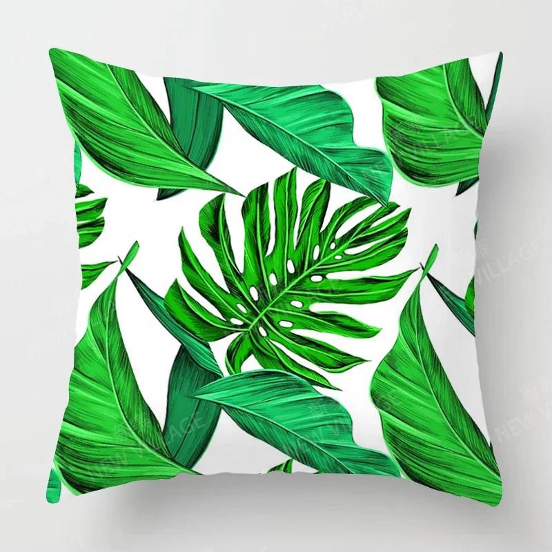 Nordic Fall Home Decor Autumn Throw Pillow Case Sofa Cushion Cover Modern 45X45Cm 45*45 50X50 60X60Cm 40*40Cm Leaf Plant Green