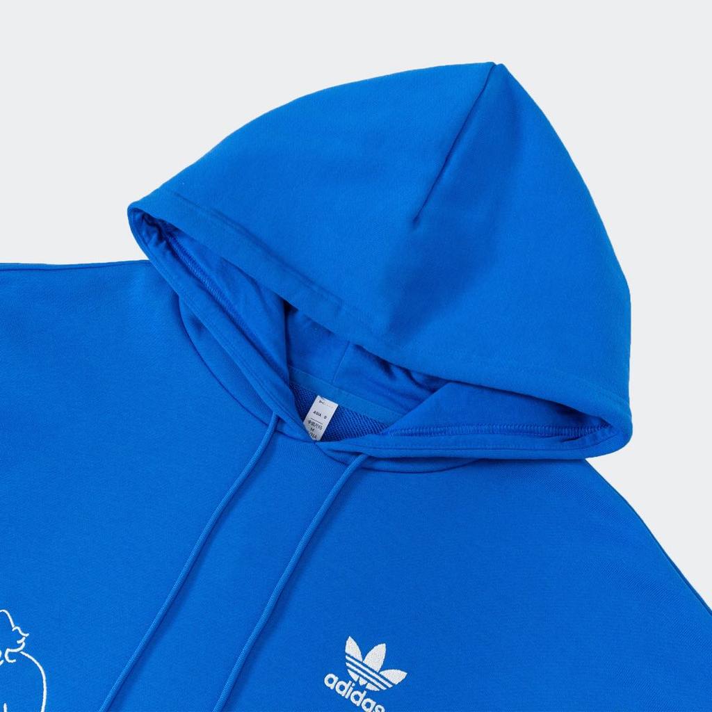 Adidas Originals Trefoil X Chang Csun Yuk X Su Yiming Triple Collaboration Hoodie with Skateboard Comic Pocket Men Hoodie Blue IK4310
