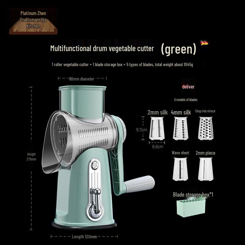 Multi-functional Hand-Crank Rotary Vegetable Cutter