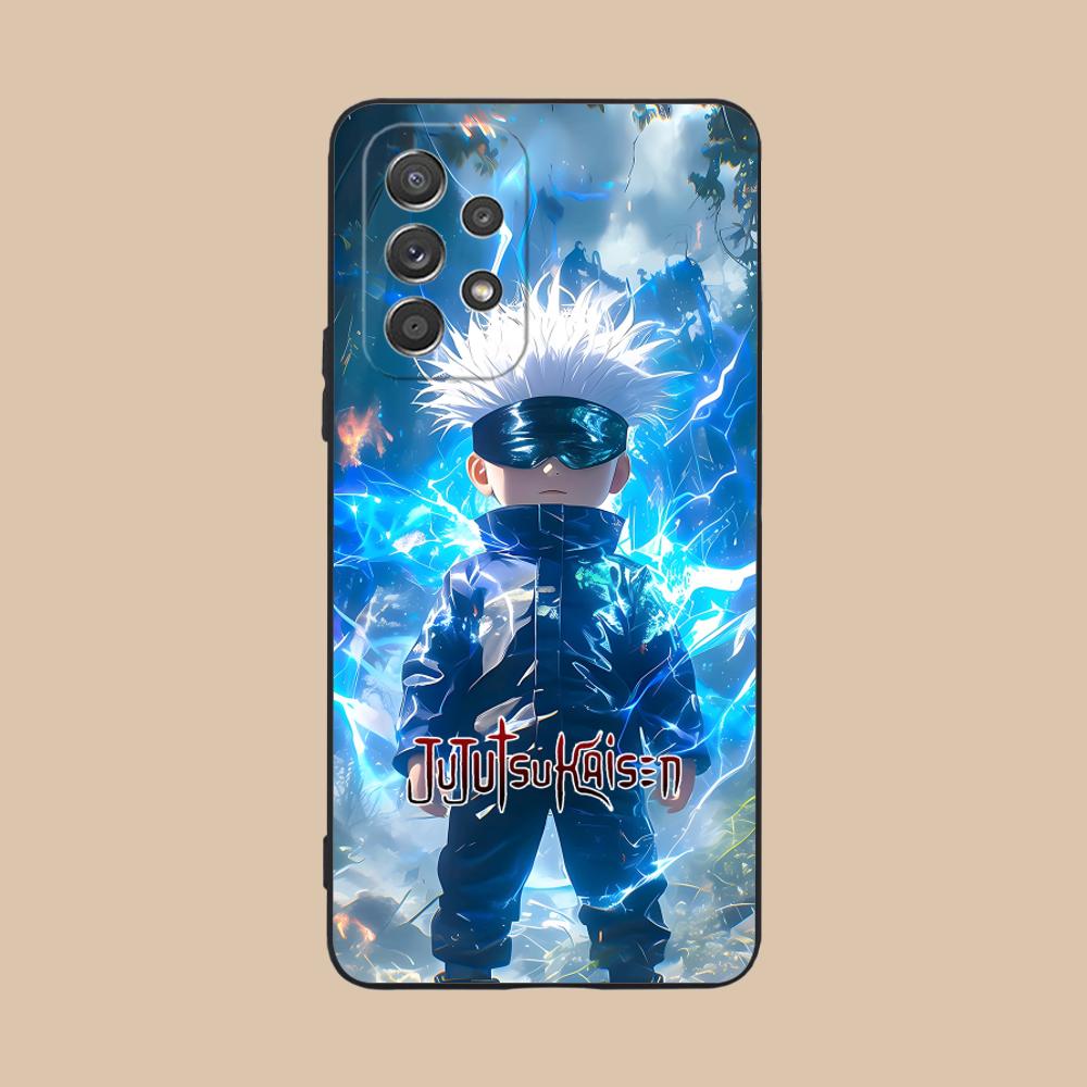 Jujutsu Kaisen Satoru Gojo Phone Case for Samsung Galaxy A73 72 71 70 56 55 54 53 52 36 35 34 23 16 15 5G Black Pretty Cover
