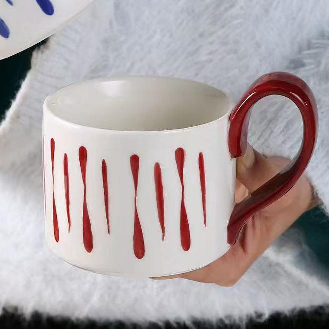 Siyue Watercolor Japanese Retro Coffee Cup for Girls with High Appearance Water Cup Sense Household Ceramic Mug Large Capacity