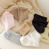 Ladies Autumn and Winter Thickened Velvet Warm Lovely Sweet Bow Lace Mid Tube Socks
