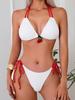 2025 Black and White Stripe Strapless Bubble Swimsuit Bikini for Women