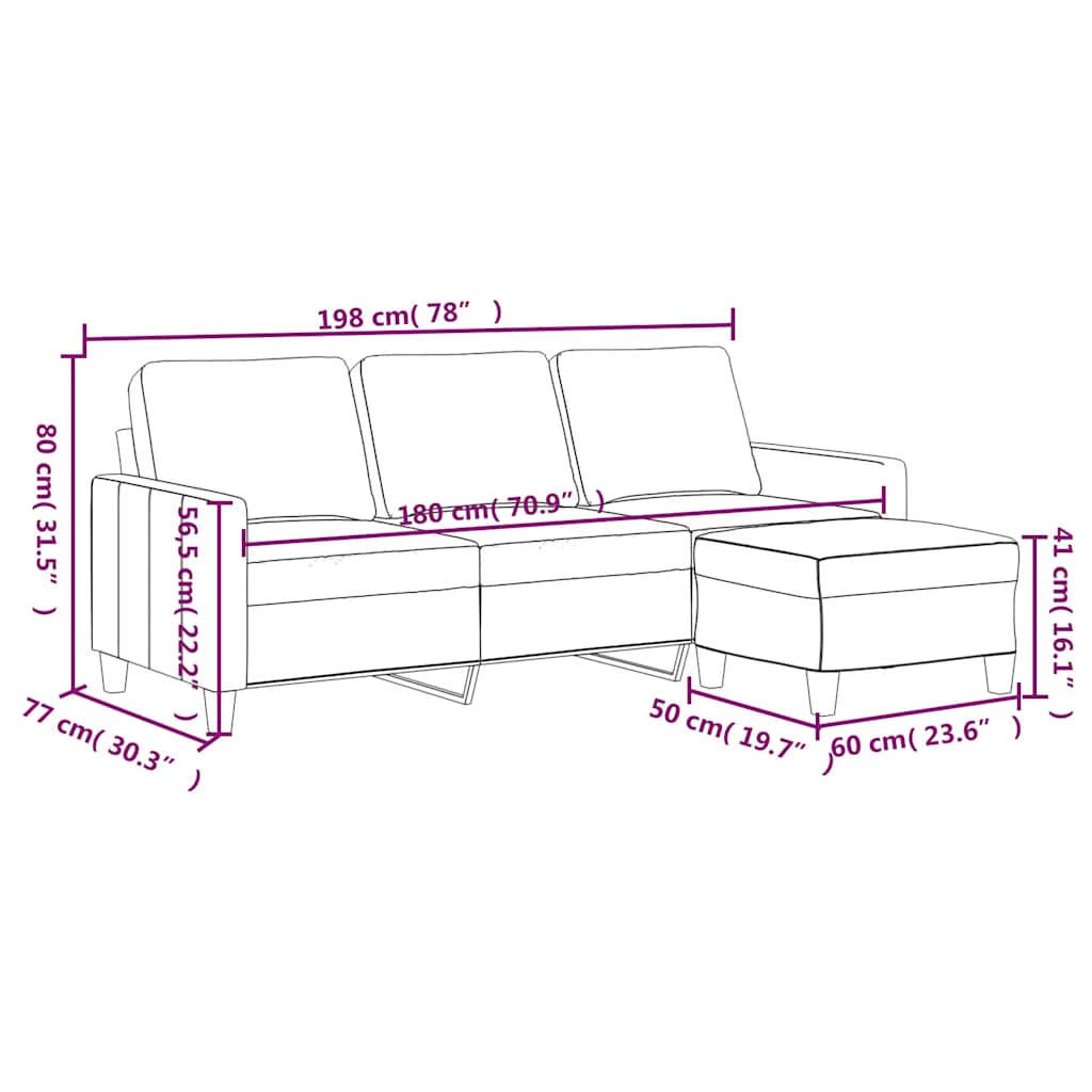 Vidaxl 3-Osobowa Sofa Z Podnóżkiem, Czarna, 180 Cm, Sztuczna Skóra