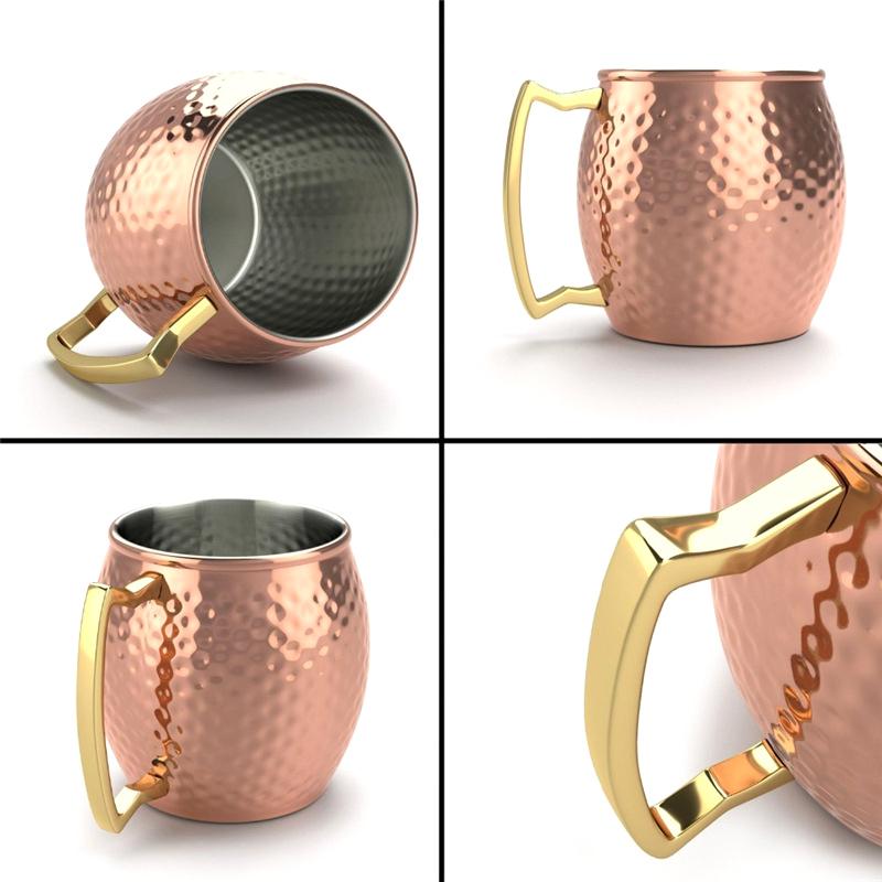 530ml Edelstahl Moscow Mule Becher Cocktail Weinglas Gehämmert Kupferfarben Bierkrüge Kaffeetasse Milchbecher Barbecher Trinkgeschirr Langlebig