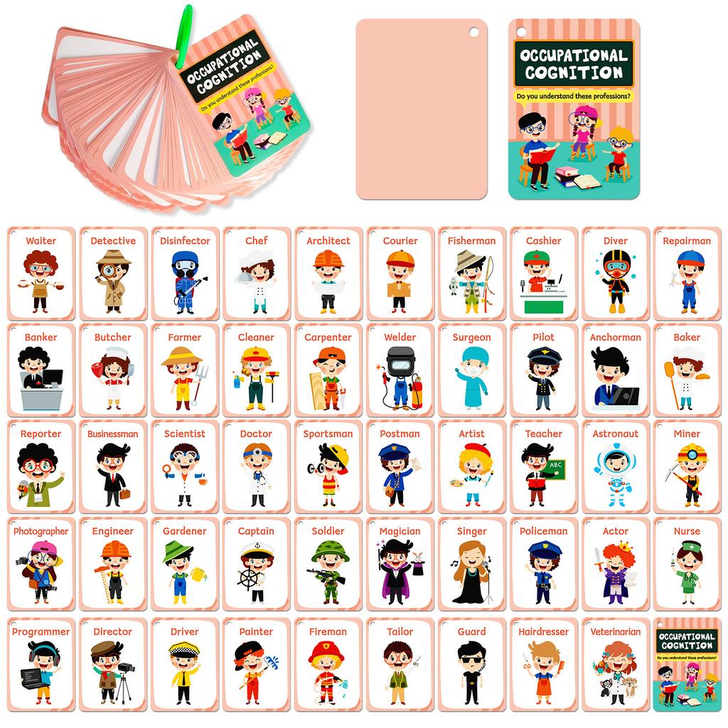 50 Vocational Cognitive Enlightenment Education Baby Intellectual Development Cognitive Cards Educational Cards