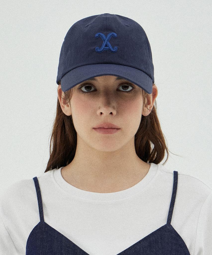Bajal Va Curved Logo Nylon Ball Cap Navy