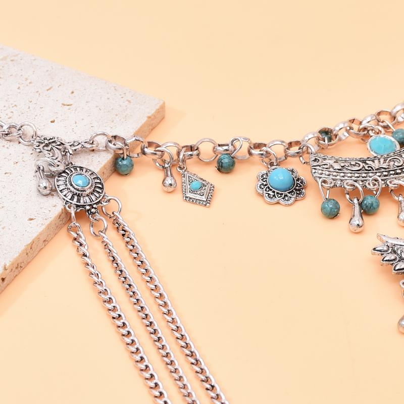 Vintage Long Tassel Women Necklace Bohemian Ethnic Bell Pendant Statement Chains Choker Gypsy Female Accessories