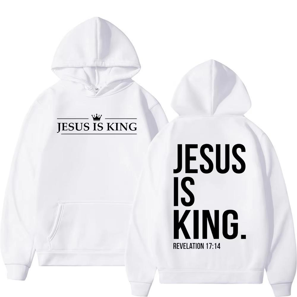 Otoño estilo Jesús es rey versículo de la Biblia cristiana sudaderas con capucha hombres mujeres ropa moda Harajuku sudaderas