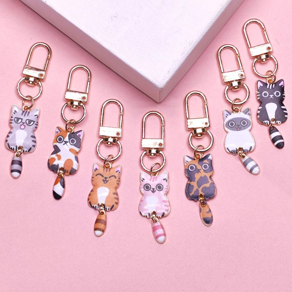 Cat Pendant Selling Cute Fun Cartoon Keyring Kitty Bicycle Car Motorcycle Keychain Metal Accessories Fashion Man Woman Gift